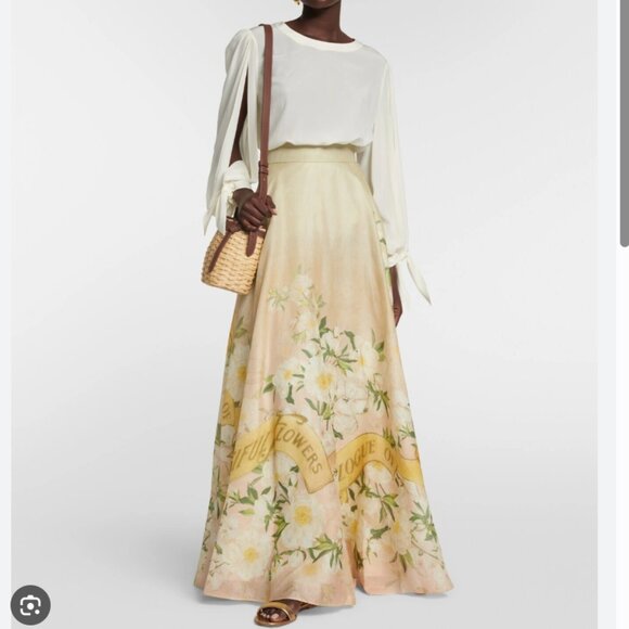 Zimmermann | Coaster Maxi Skirt Printed Linen Silk Organza Floral Size 4 (Sz 0) - Picture 15 of 16